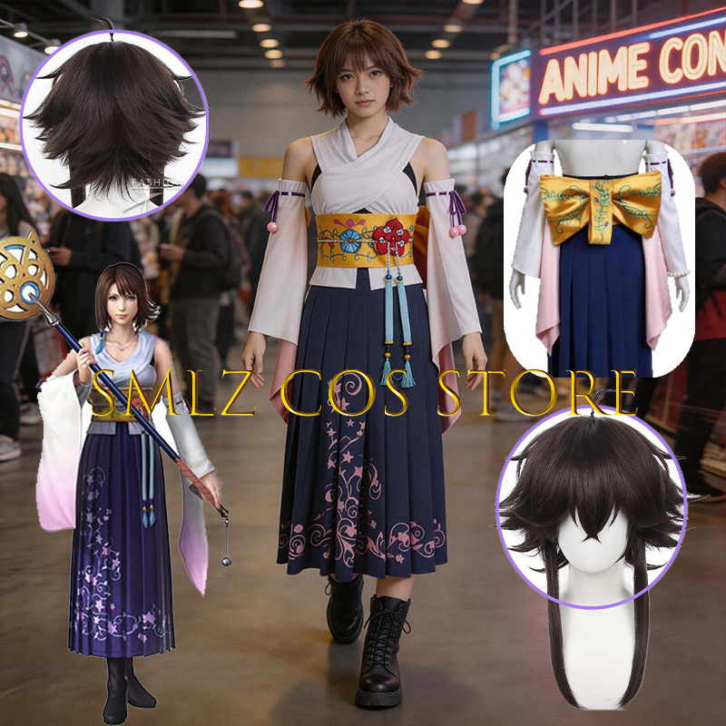 Anime Cosplay Kimono - Fantasia Cosplay Yuna FF10 X Smlz