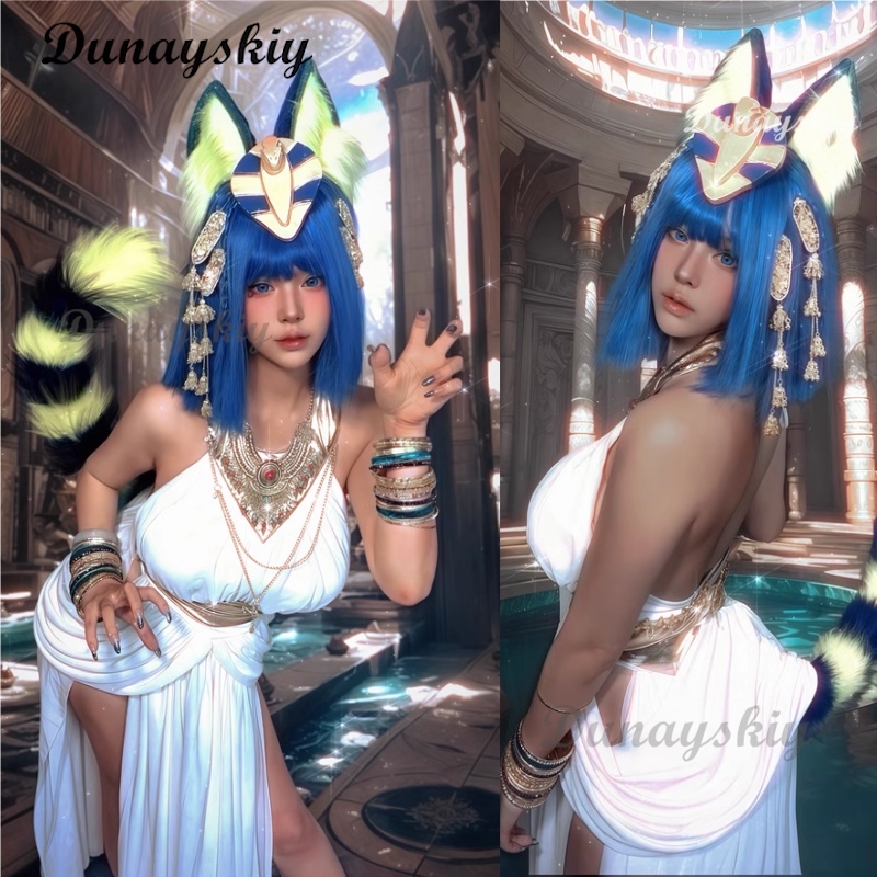 Egypt Cosplay Anime - Rainha egípcia ankha cosplay trajes branco