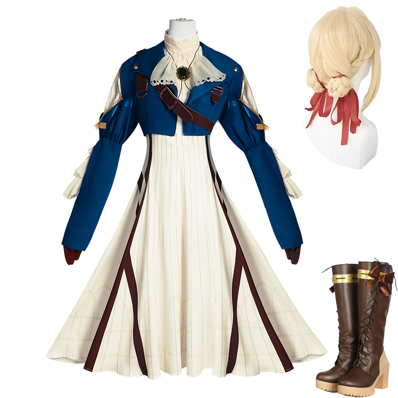 Violet Evergarden Dress - Violeta evergarden cosplay traje peruca sapatos