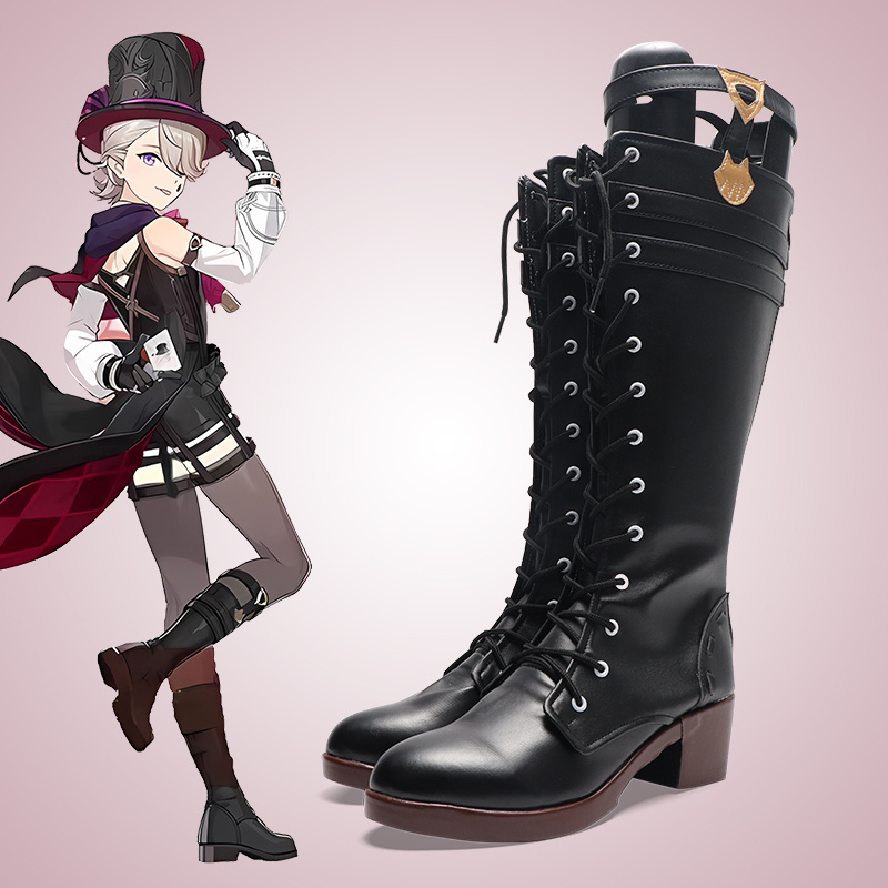 Cosplay Anime Shoes - Botas Pretas de Cosplay Lyney Genshin